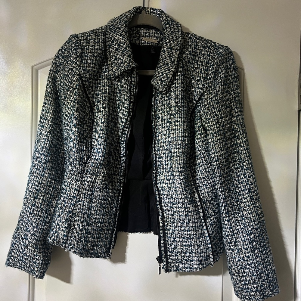 White House Black Market Black and White Tweed Blazer